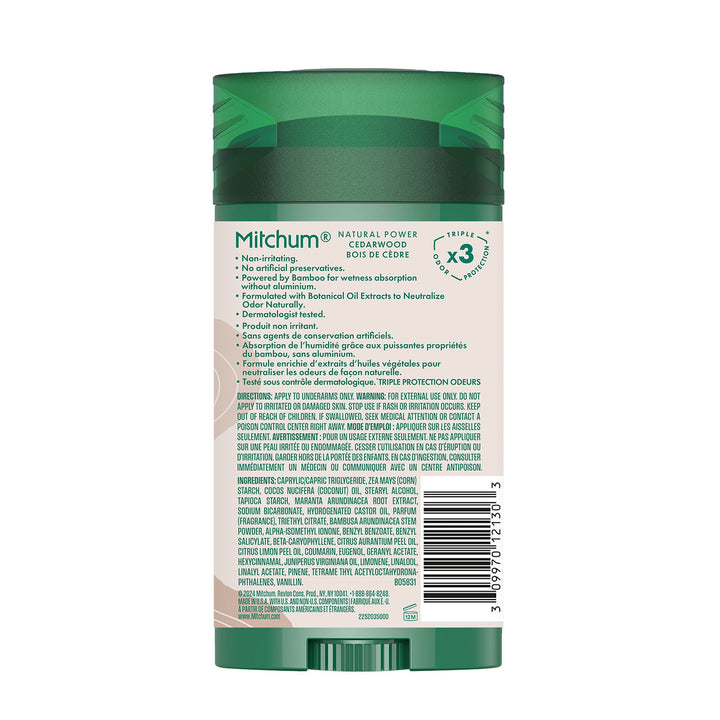 MITCHUM Men 24H Natural Power Solid Stick Cedarwood 76gr